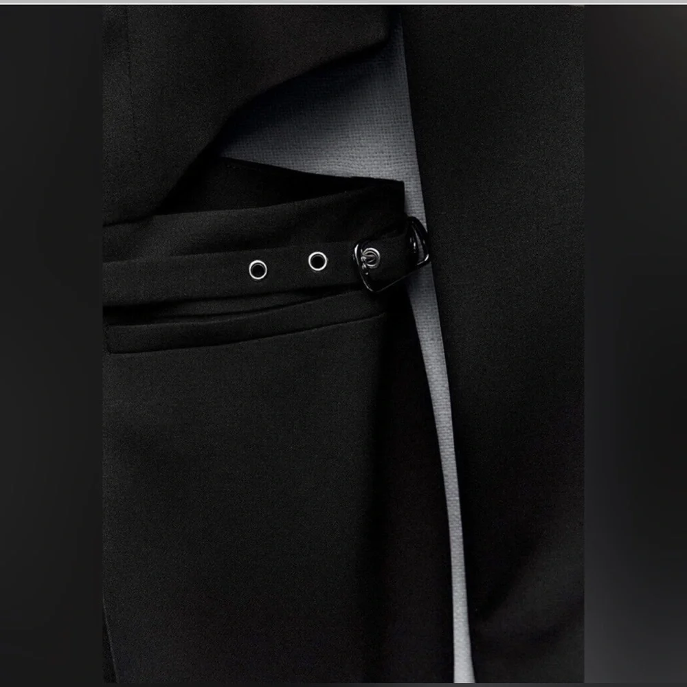 ZARA ~ BLACK CUT-OUT FULL LENGTH JUMPSUIT BLAZER - Picture 6 of 15